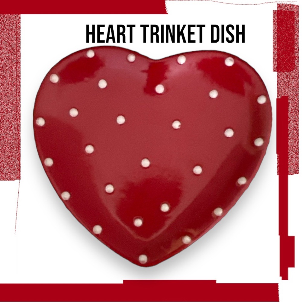 Polkadot Heart Trinket Dish and Decorative Plate